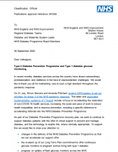 Type 2 Diabetes Prevention Programme and Type 1 diabetes glucose monitoring: Letter from Professor Jonathan Valabhji, Professor Partha Kar and Tom Newbound